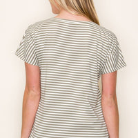 The Macy Olive Stripe Top