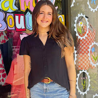 The Wendy BLACK Crinkled Top