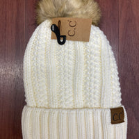 C.C Pom Beanie Fuzzy Lined (5 Colors)