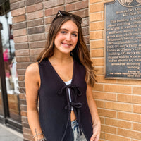 The Lynn V-Neck Tie Sweater Vest