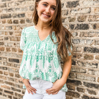 The Hazel Smocked Short Sleeve Top