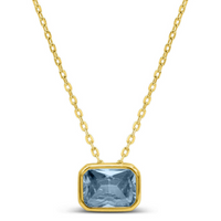 Aquamarine birthstone sideways slider necklace