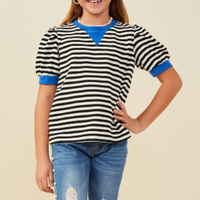 Girls Puff Sleeve Knit Top
