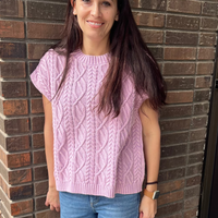 Womens Cable Knit Pullover Sweater in lavender