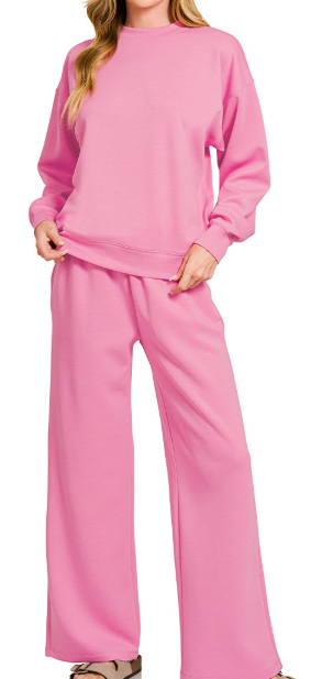 Candy Pink Scuba crewneck / silky soft