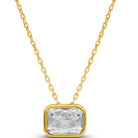 Clear birthstone sideways slider necklace
