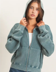 Cozy Zip-Up Hoodie in dark teal