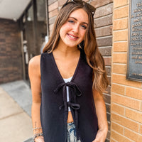 The Lynn V-Neck Tie Sweater Vest