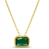 Emerald birthstone sideways slider necklace