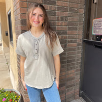 The Anna Button Scoop Neck Top