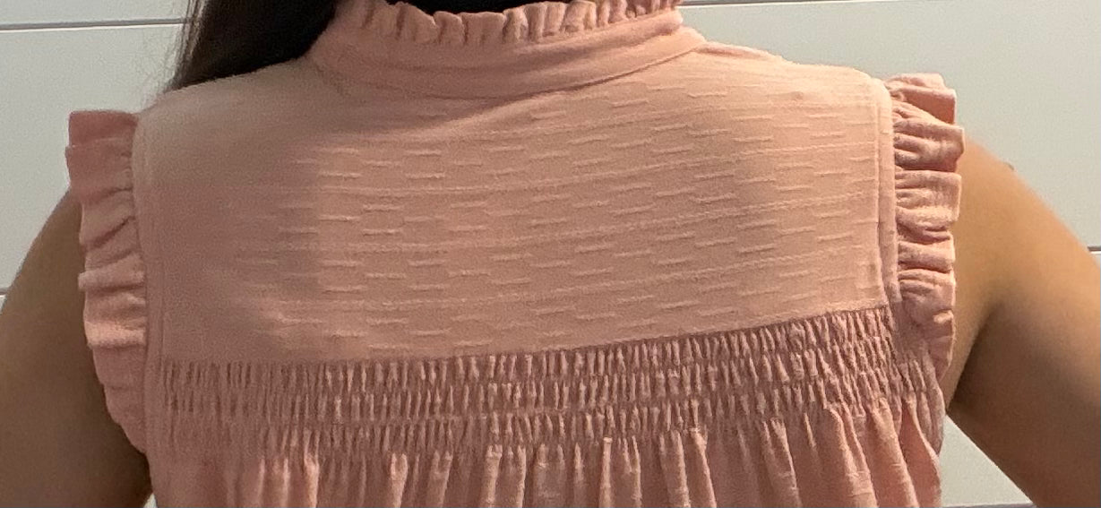 Ruffle Detail Textured Sleeveless Blouse