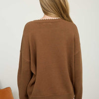 Contrast Stitch Trim Sweater