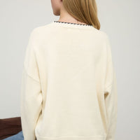 Contrast Stitch Trim Sweater