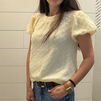 Soft Textured Puff Sleeve Top – Cream
