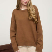Contrast Stitch Trim Sweater