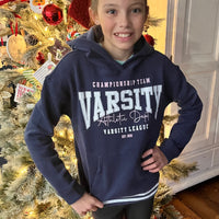 Tween girls varsity sweatshirt in navy blue
