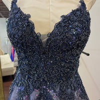 (9)Morilee Midnight Ballgown – Dark Purple (Size 11/12)