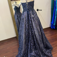 (9)Morilee Midnight Ballgown – Dark Purple (Size 11/12)