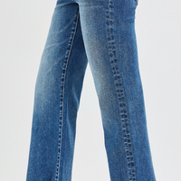 Risen-Mid Rise Crop Straight Jeans