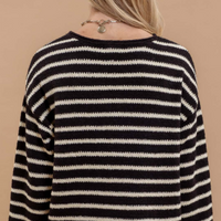 Stripe Boat Neck Drop Shoulder