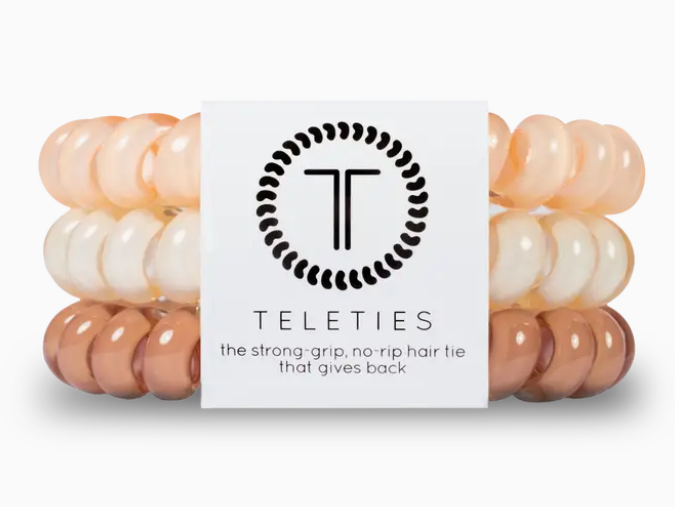 TELETIES Hair Ties-Large in nude 3 pack