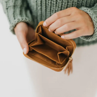 Zip around women's wallet in brown leather