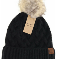 Black Chunky Pom C.C. Beanie