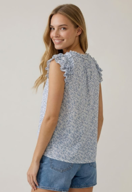 Blue skies Ruffle Blouse