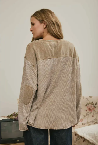 Washed Waffle Knit Boxy Top