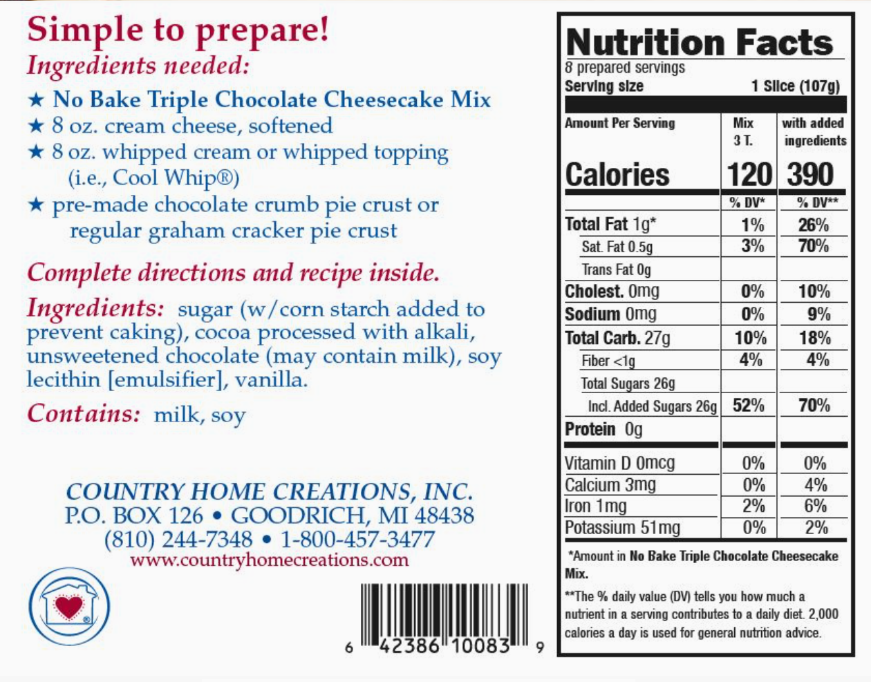 No Bake Triple Chocolate Cheesecake Mix