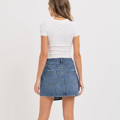 Sweet Lovely - Mid Rise Denim Skirt