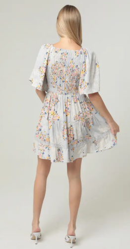 Lace Trim Short Sleeve Dress