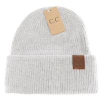 Light Grey Cuffed Ribbed C.C. Beanie
