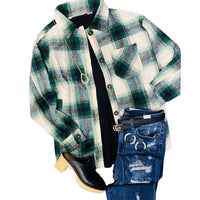 The Kris Hunter Green Oversized Plaid Longline Shacket