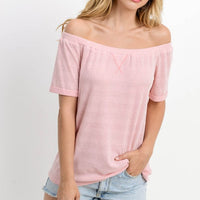 The Olivia Blush Off The Shoulder top