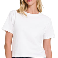 The Abigail White Cropped Short Sleeved T-Shirt