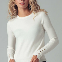 Button Cuff Slim Knit Top