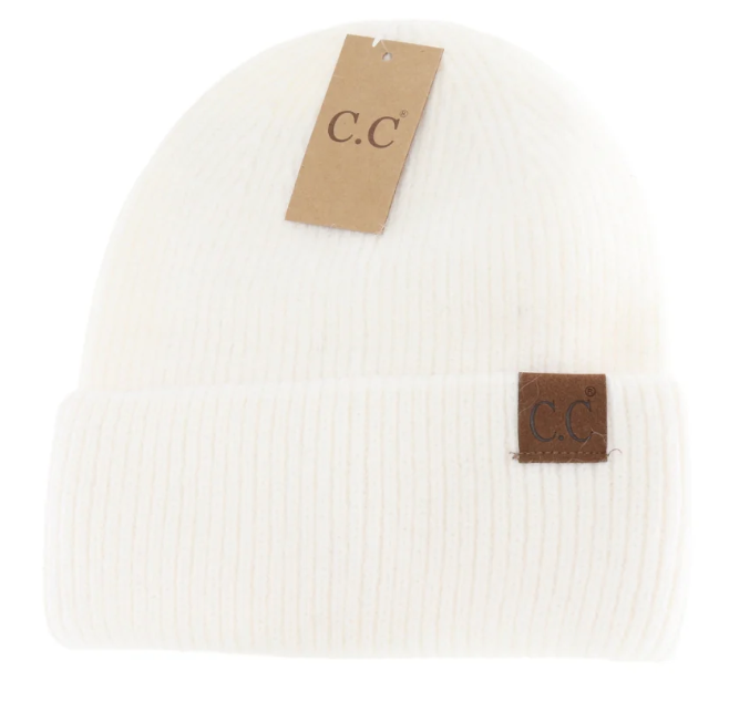 Ivory cuffed C.C. Beanie