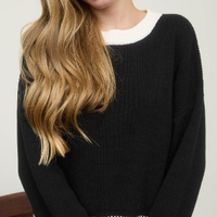 Detailed Hem Sweater with Detailed buttons on back. Blu Pepper Brand