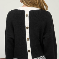 Detailed Hem Sweater with Detailed buttons on back. Blu Pepper Brand