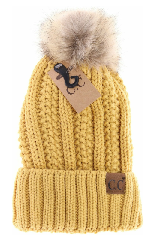 C.C. Beanie fur Pom Honey Mustard