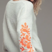 Orange Floral sweater soft, cozy