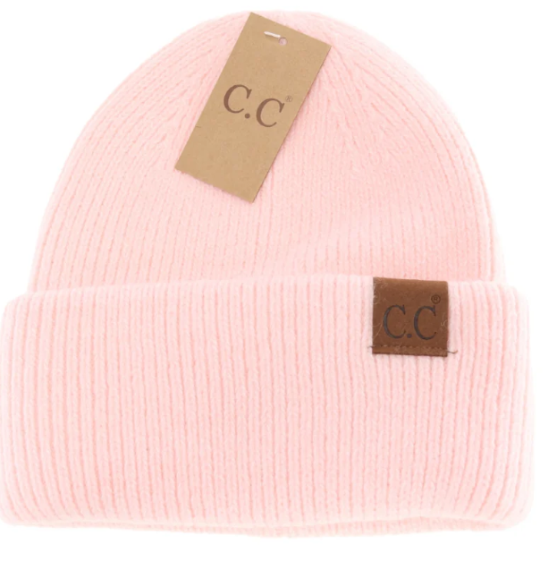 Pink cuffed C.C. Beanie