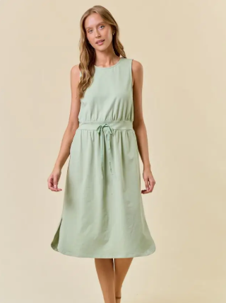 Cotton French Terry Side Slit Midi Dress