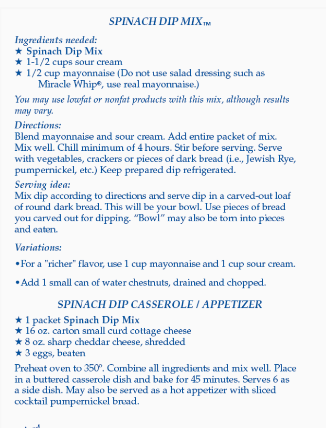 Spinach Dip Mix