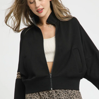 Leopard oversize zip up jacket
