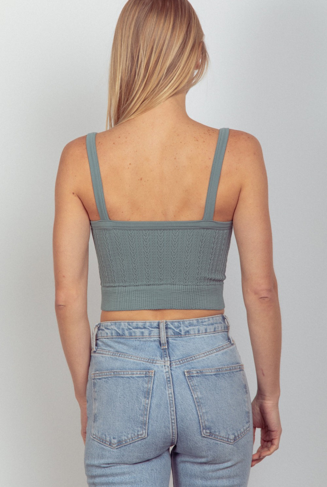 Cable Ribbed Crop Tank Bralette (4 Colors)