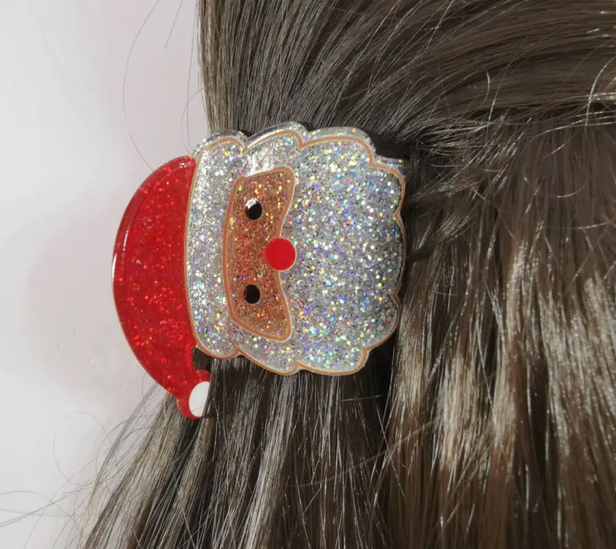 Glitter Santa Hair Claw Clip