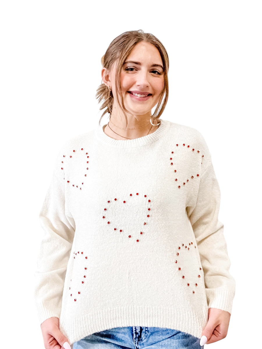 The Anna Beaded Heart Sweater