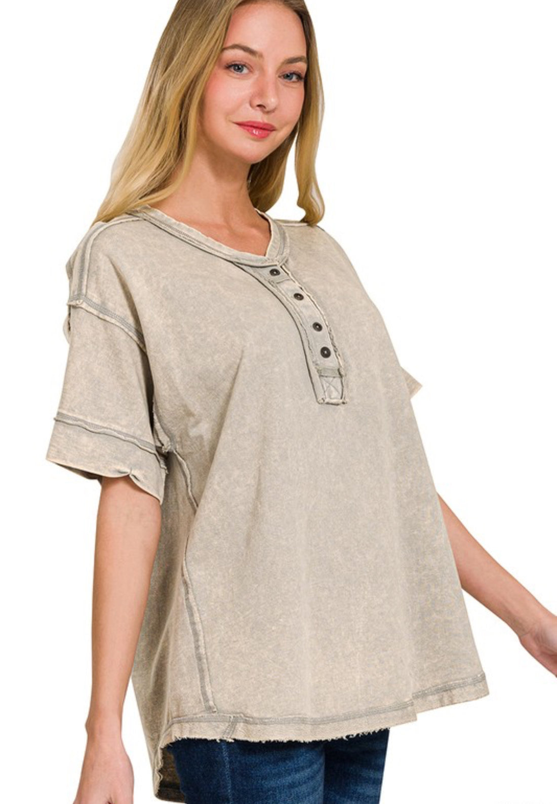 The Anna Button Scoop Neck Top